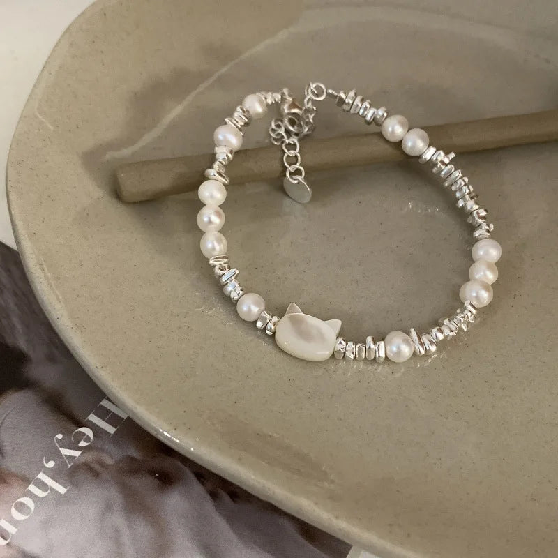 VENTFILLE 925 Sterling Silver Double Layer Pearl Bracelet for Women Girl Design Bead Korean Jewelry Dropshipping