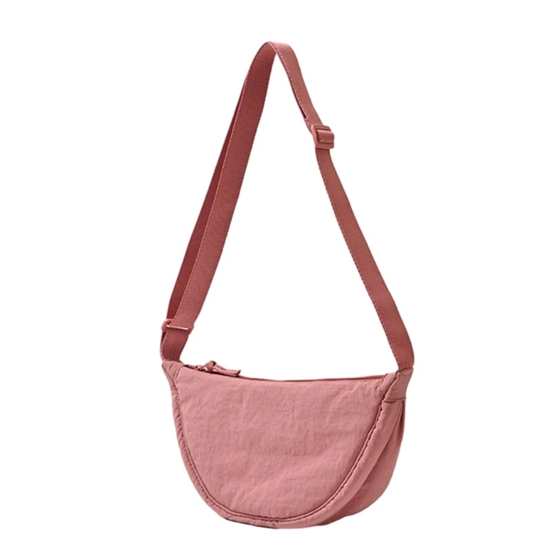 Women Half Moon Shape Crossbody Chest Bag Casual Nylon Shoulder Bag Female Large Capacity Tote Solid Lady Travel Shopper Handbag