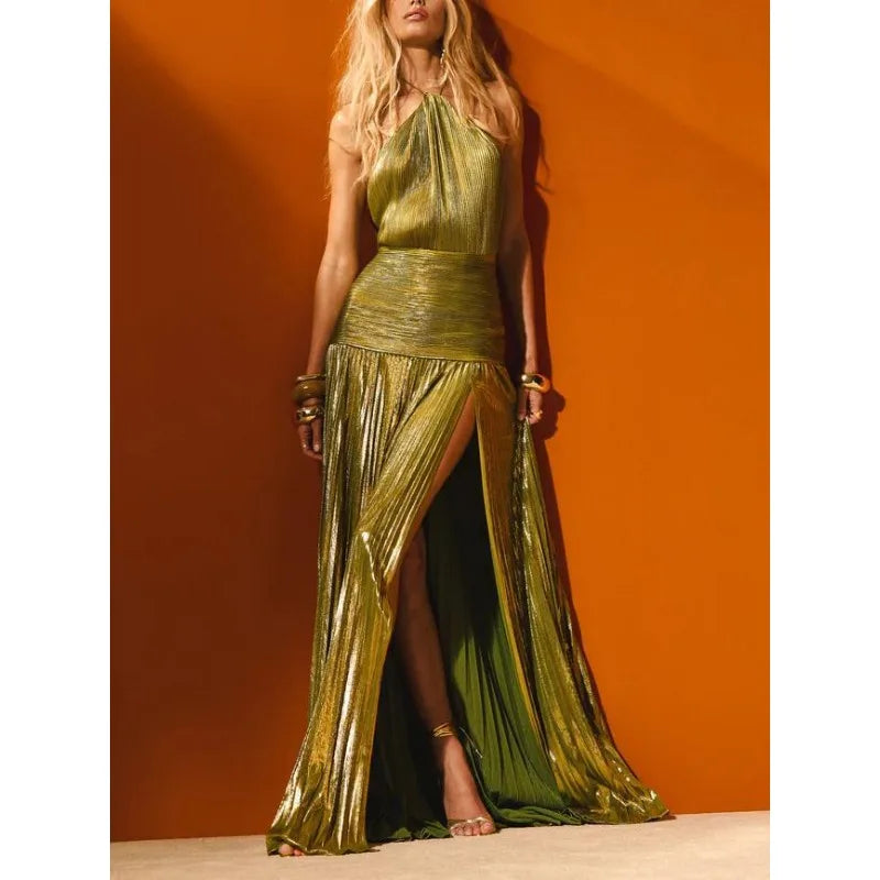 Luxurious Corset Party Dress - Off Shoulder Halter Celebrity Gown