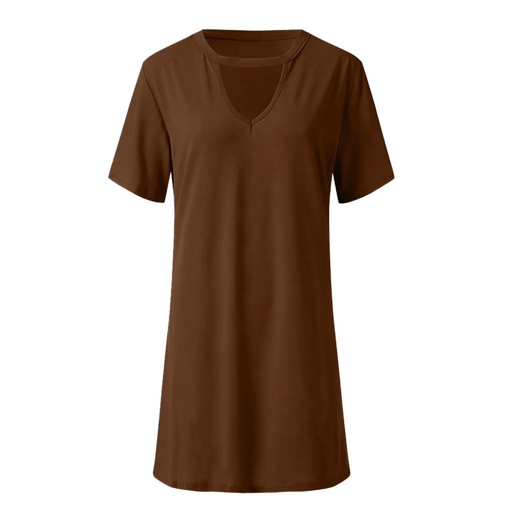 Sexy Elegant Dress Wrap Deep V Neck Cut Out Loose Dress Women Solid Color Short Sleeve Mini Dress Club Party Vestidos