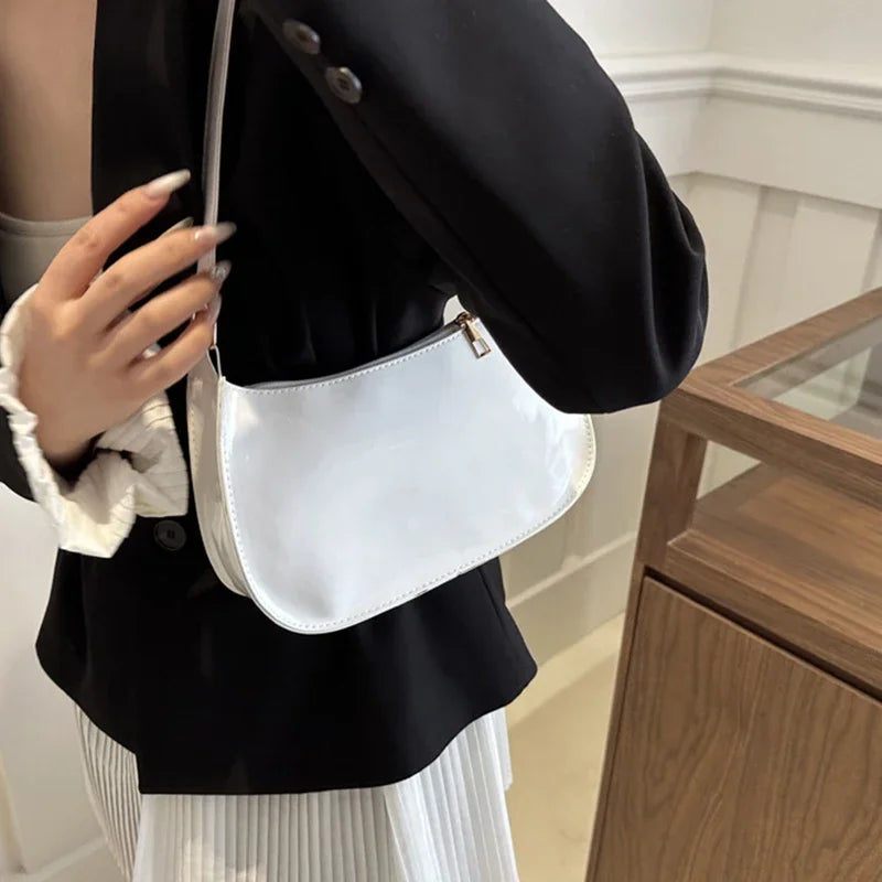Retro Solid Color PU Leather Shoulder Underarm Bag Women's Fashion Handbags Casual Purses and Handbag Ladies Hand Bags