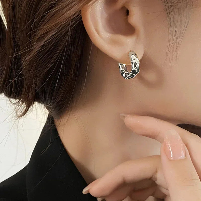 New Hot Sell Trendy 925 Sterling Silver Circle Earrings for Women Real Silver Ear Hoop Earrings