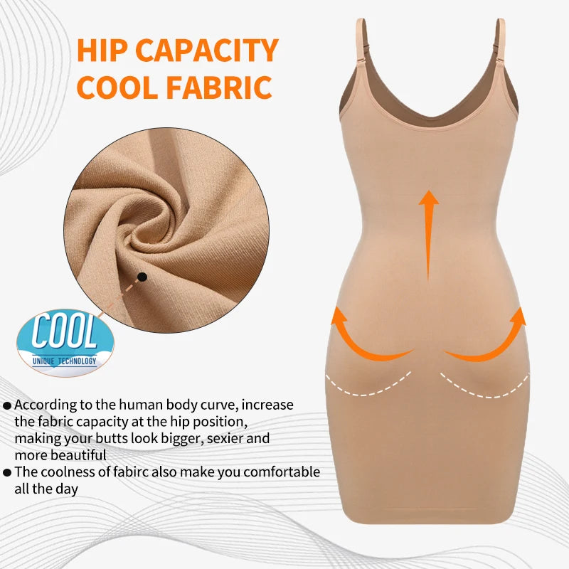 Full Slip Shapewear - V Neck Bodycon Compression Body Shaper