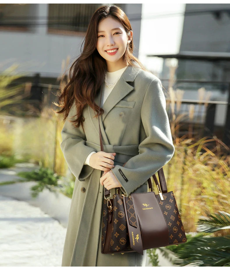 Luxury Print Leather Handbag - Large Capacity Crossbody Shoulder Bag