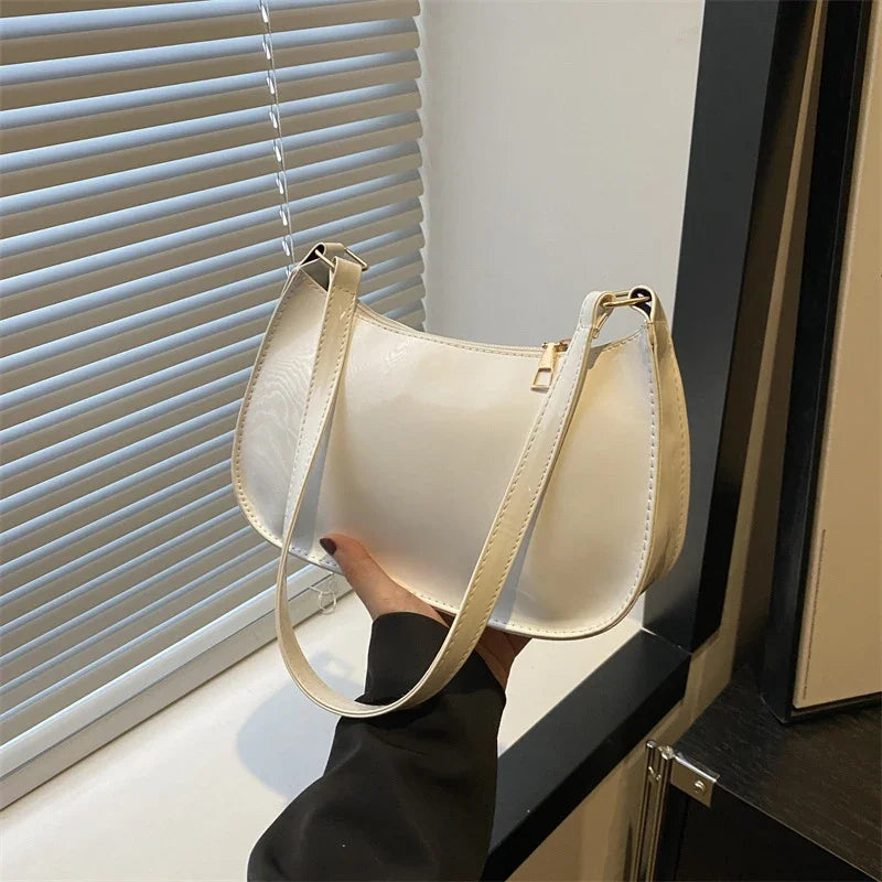 Retro Solid Color PU Leather Shoulder Underarm Bag Women's Fashion Handbags Casual Purses and Handbag Ladies Hand Bags