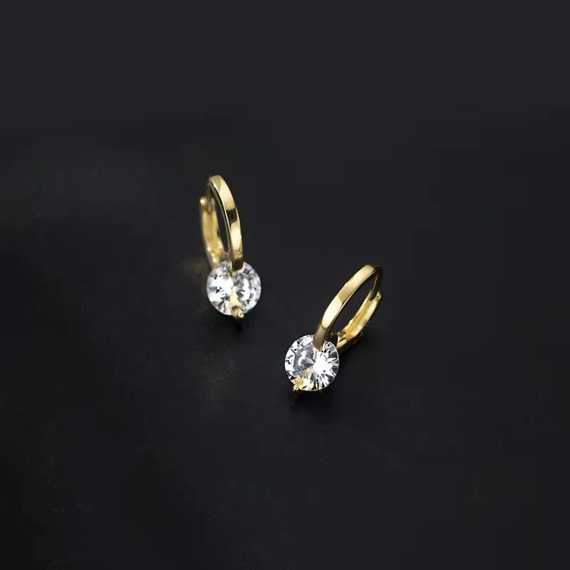 Dainty Tiny Layered Gold Plated Copper Metal Paved CZ Huggie Hoop Earrings for Women Girls Luxury Elegant Catilage Hoops Jewelry