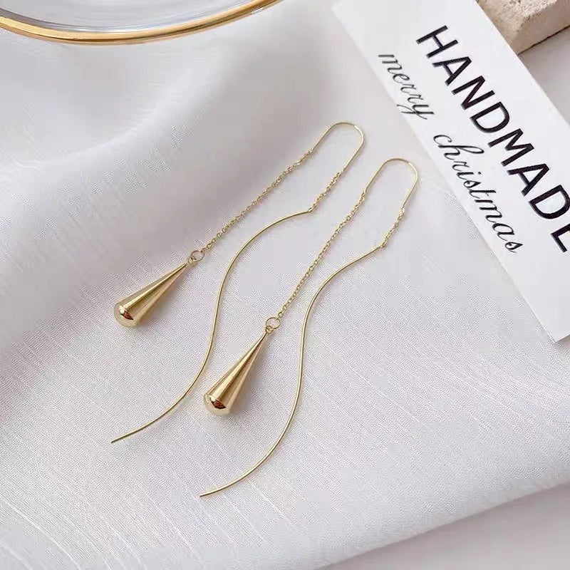 French Luxury Sweet Romantic Long Zircon Tassel Twisted Earrings for Women Temperament Wedding  Banquet Jewelry Gift