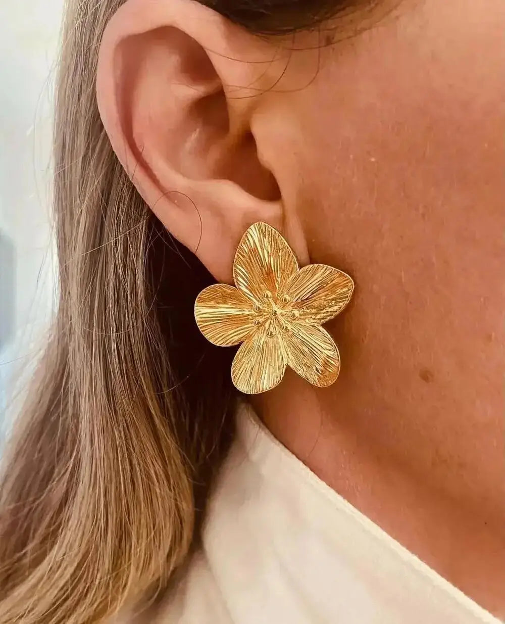 2PC Women's Fashion Trendy Stainless Steel Flower Earrings Outdoor Travel Carnival Party Festival Dressing Gifts