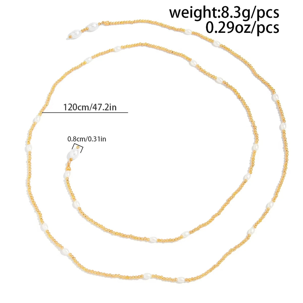 FTCY Bohemian Handmade Beads Long Necklace for Women Baroque Pearl Pendant Necklace Hiphop Daily Ladies Sweater Chain Jewelry