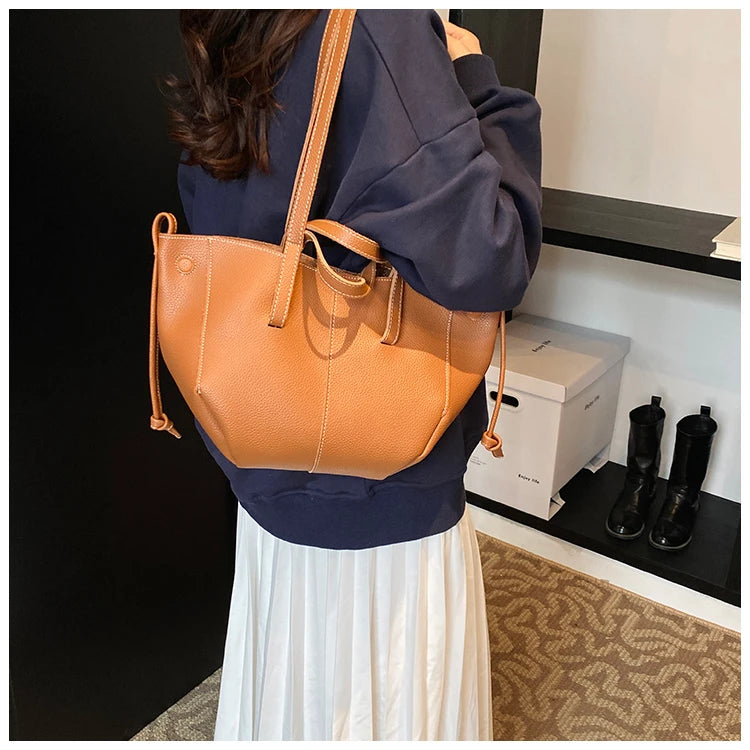 High Quality PU Tote Bags Fashion Solid Hasp Simple Versatile Sense of Luxury Shoulder and Handbags for Women 2024 New Style