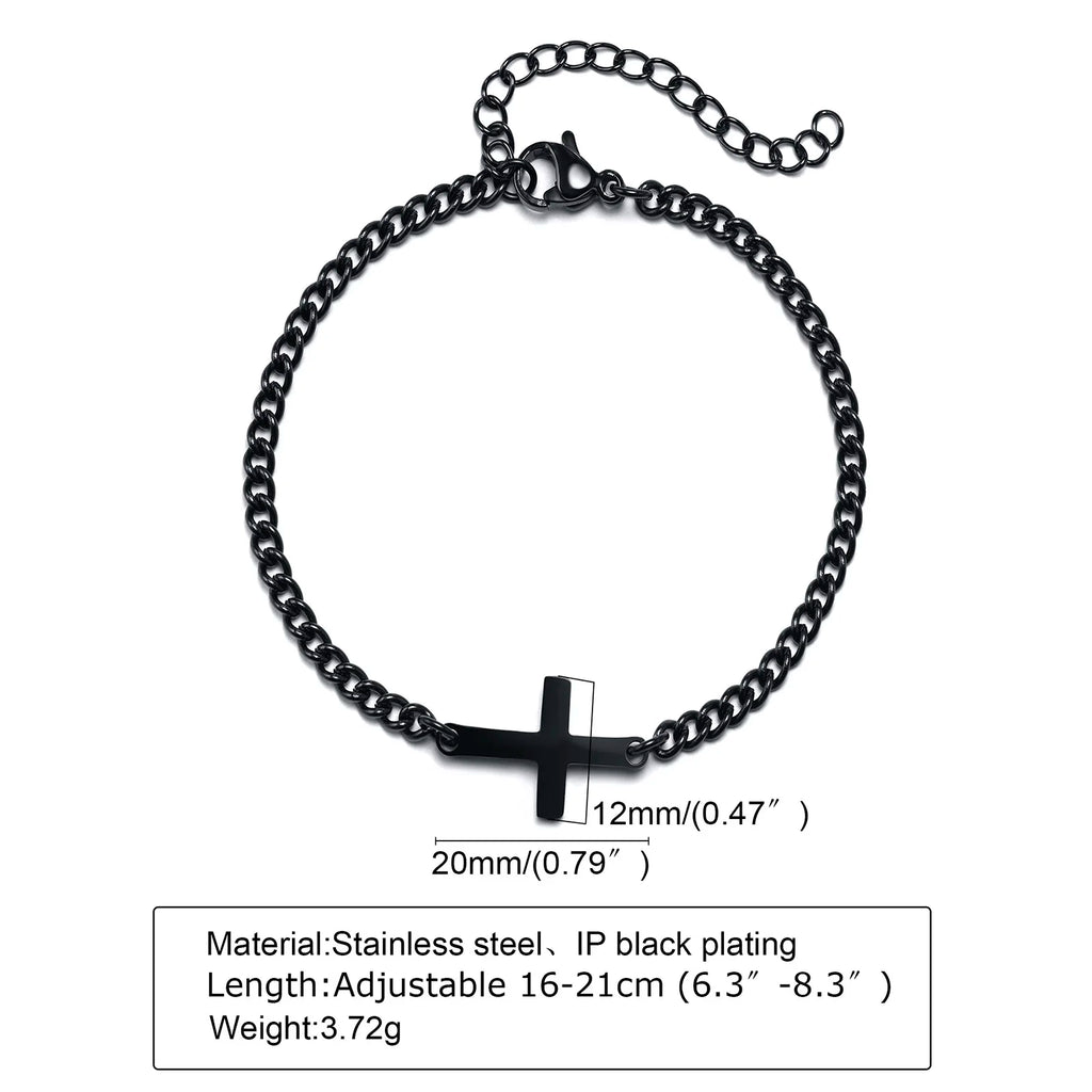 Stainless Steel Cross Religious Christian Bracelets for Men Boys,Wristband Jewelry,Gifts for Him