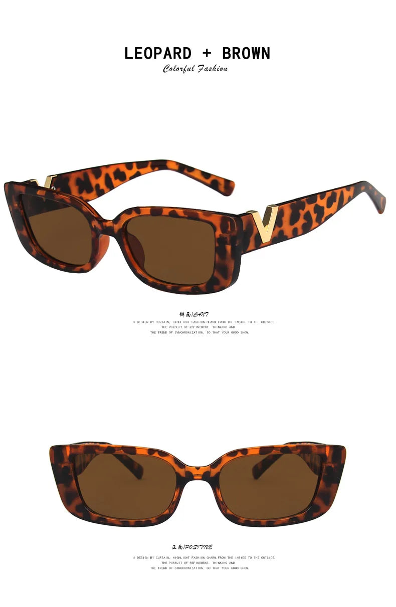 Retro Rectangle Small Frame Sunglasses - Vintage Designer Black Women