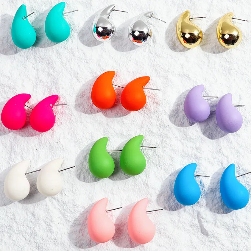 3 Pairs Trendy Acrylic Gold Color Chunky Waterdrop Dupes Drop Earrings for Women Personality Glossy Teardrop Earring Jewelry