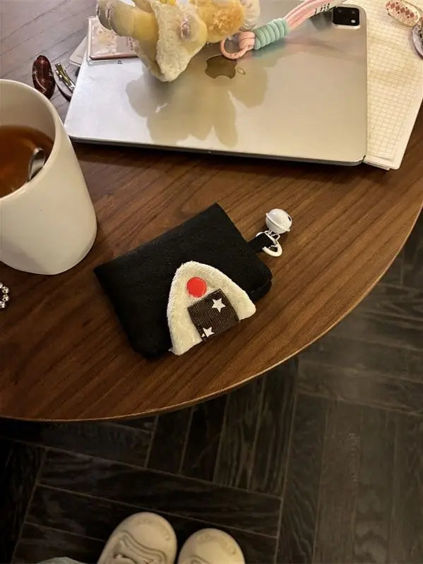 Cute Rice Ball Card Holder Coin Purse Money Card Integrated Canvas Portable Small Bag Storage Bag ID Bag