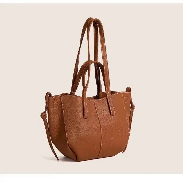 Fashionable Large Capacity Tote Bag Handbag Women's Single Shoulder Bag Brown New Arrival 2025 from France High Aesthetic Value
