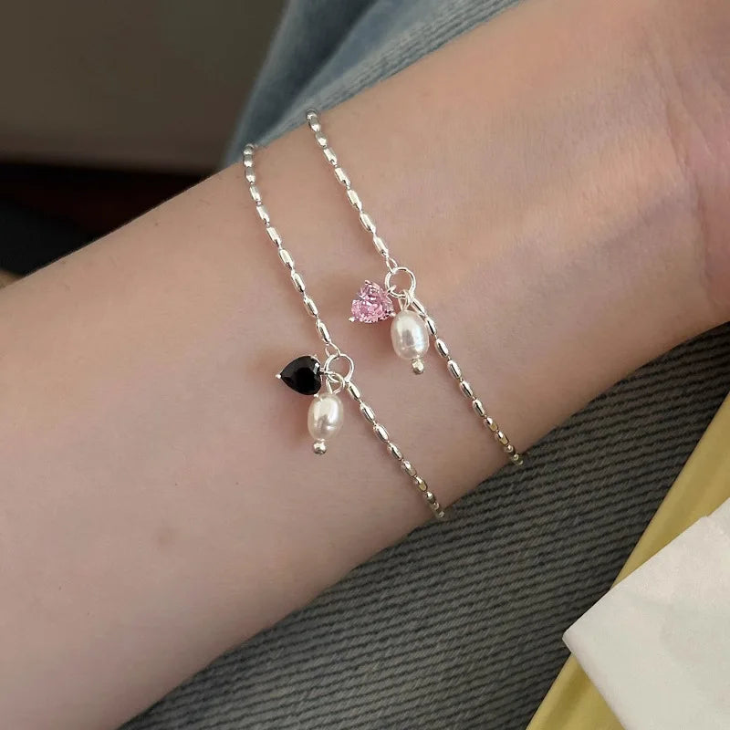 VENTFILLE 925 Sterling Silver Double Layer Pearl Bracelet for Women Girl Design Bead Korean Jewelry Dropshipping
