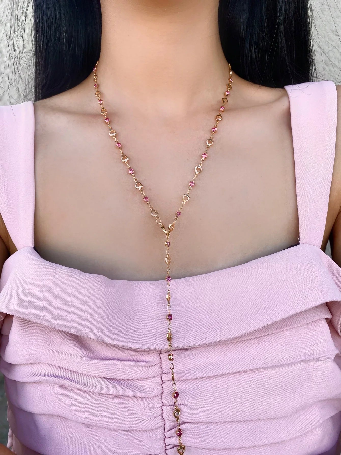 New Luxury Colourful Heart Long Tassel Necklace for Women Shiny Rhinestone Crystal Zircon Choker Bohemian Statement Jewelry