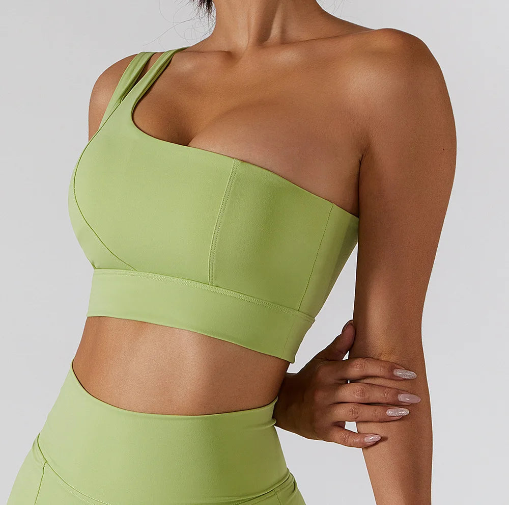 Sexy One Shoulder Sports Bra - High Strength Fitness Vest