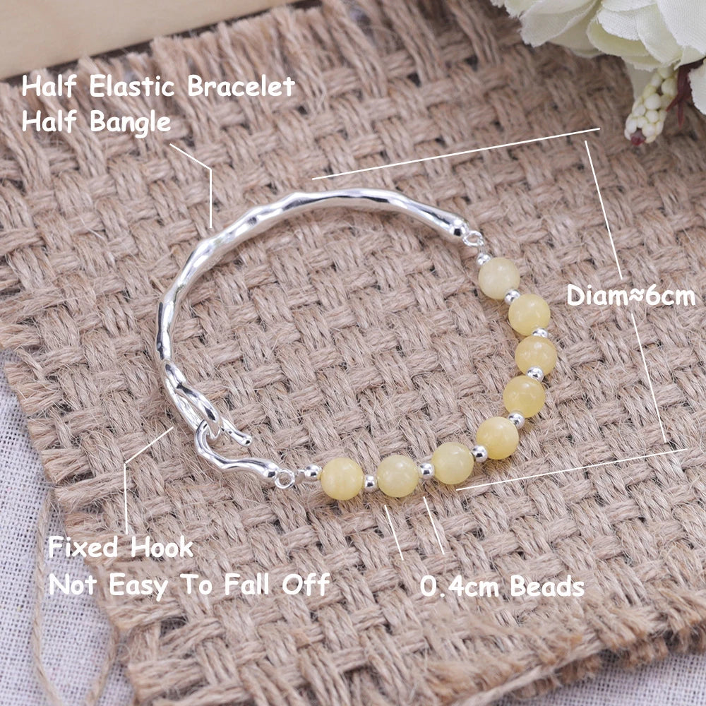 New 925 Silver Geometric Bead Pearl Punk Irregular Asymmetric Adjustable Bracelet For Woman Girl Fashion Jewelry Gift Dropship