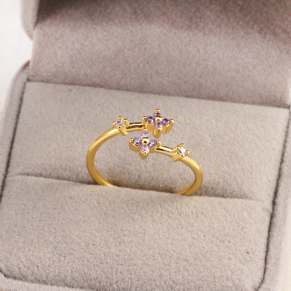 Fashion Moon Heart Flower Butterfly Rings For Women Sweet Girls Exquisite Shiny Rhinestone Crystal Open Ring 2025 Romantic Jewel