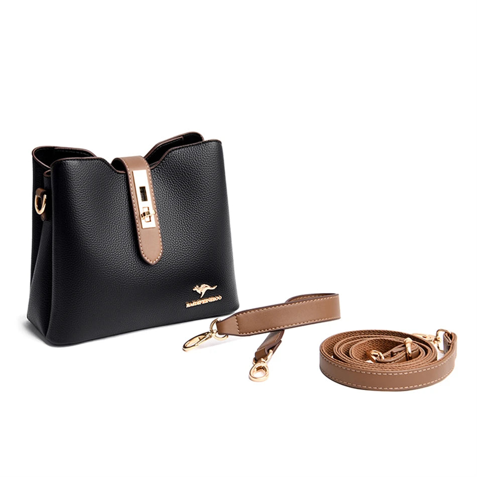 3-Layer Designer Handbag - Large Capacity Crossbody Messenger Bag