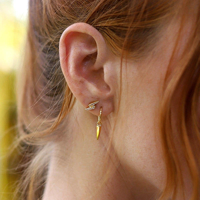 925 Sterling Silver Needle Punk Spike Rivet Hoop Earrings For Women Huggie Earrings Ear Cuff Piercing Earring Gothic Jewelry