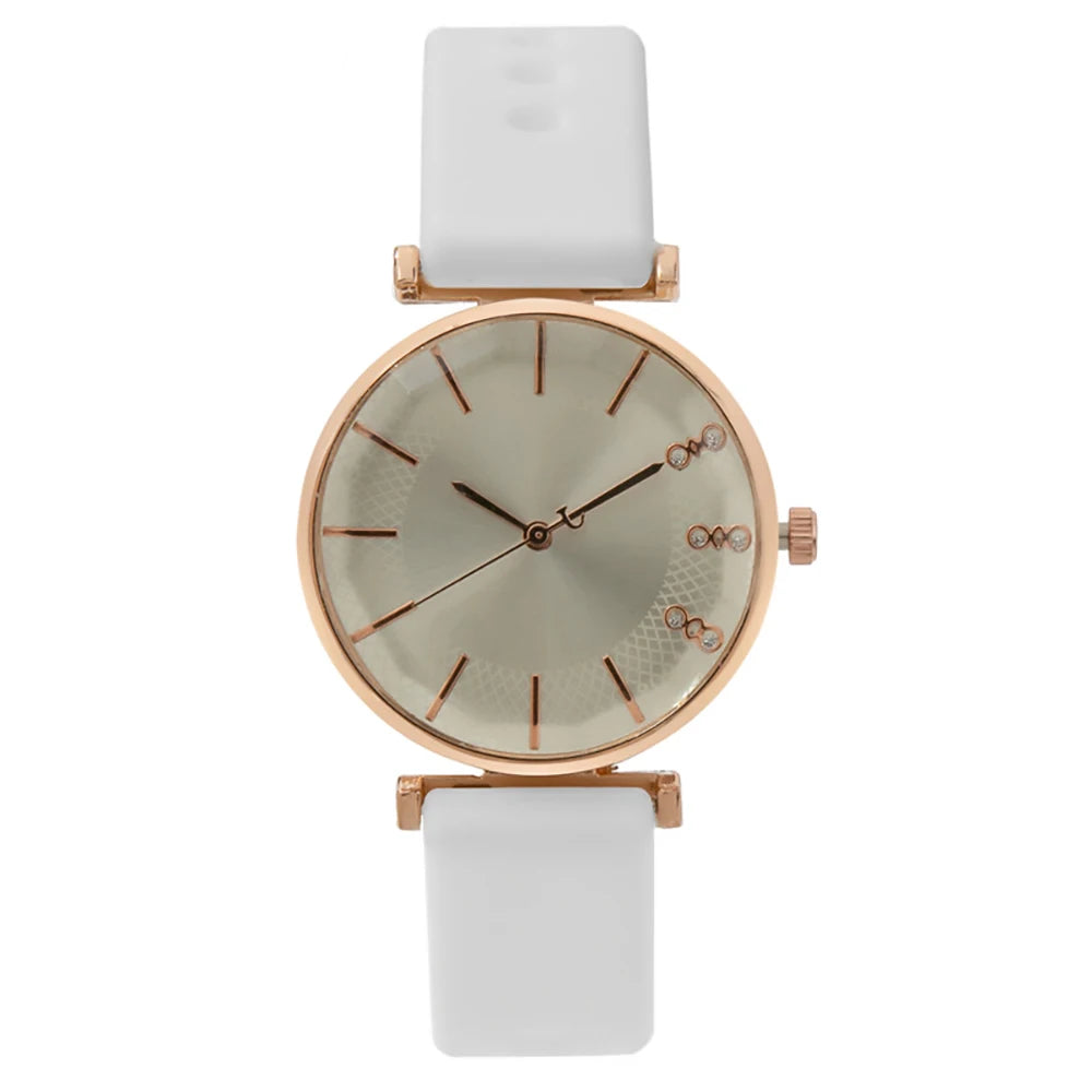 Fashion Diamond Ladies Quartz Watch - Silicone Strap Sports Dress Watch