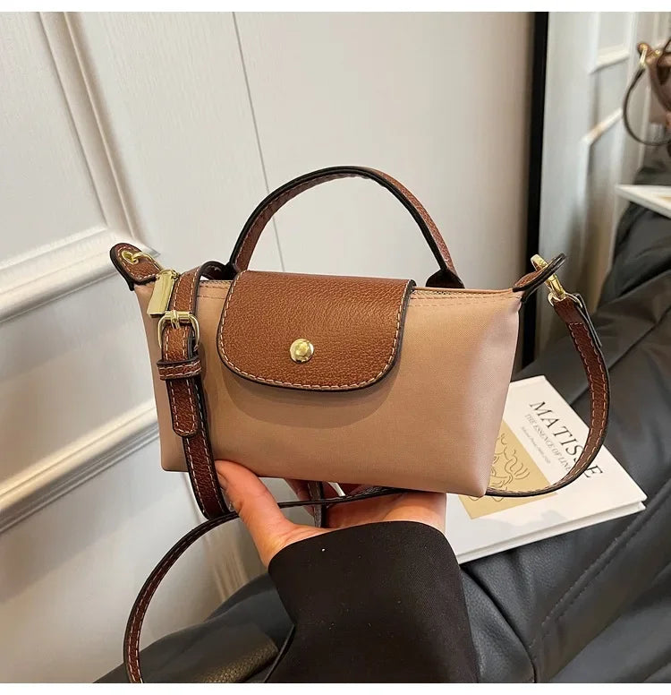 Retro Fashion Nylon Dumpling Bag Women's Crossbody Handbag Soft Polyester Lining Zipper Closure Shoulder Bag Handbag