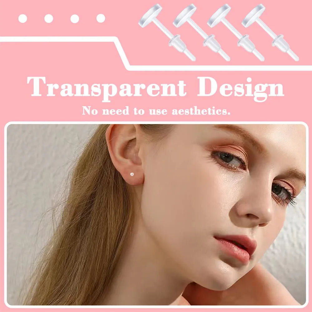 50pcs Clear Earrings for Sports Plastic Transparent Stud Earrings Acrylic for Women Men Sports Work Jewelry Makings