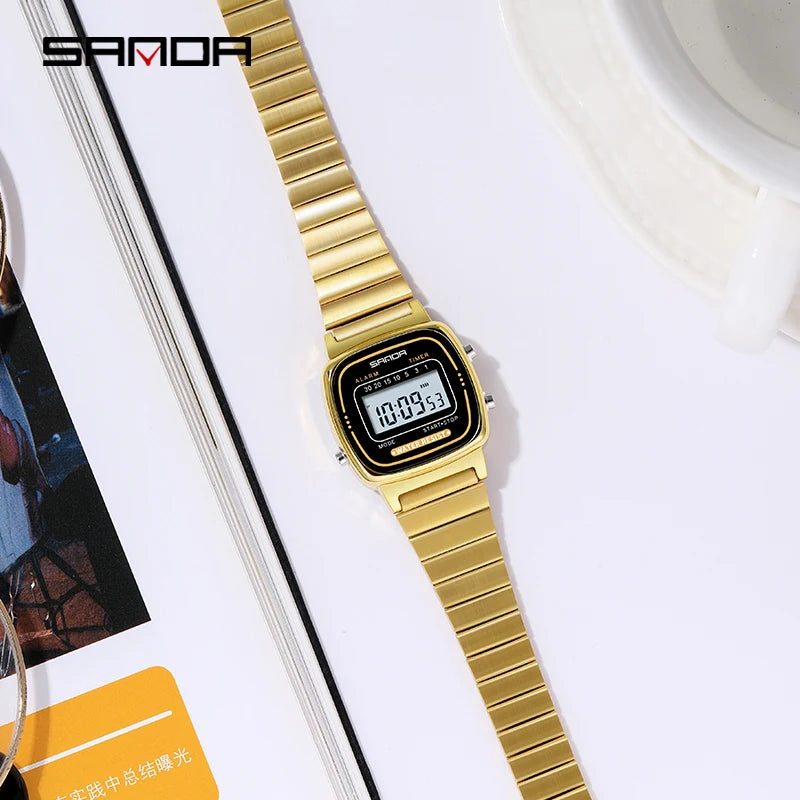 SANDA Golden Quartz Watch - Waterproof Ladies Fashion Wristwatch