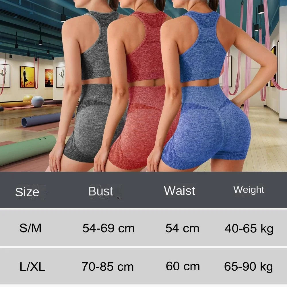 2PCS Seamless Women Yoga Set Workout Sportswear Gym Clothing Fitness Long Sleeve Crop Top High Waist Leggings Sports Suits
