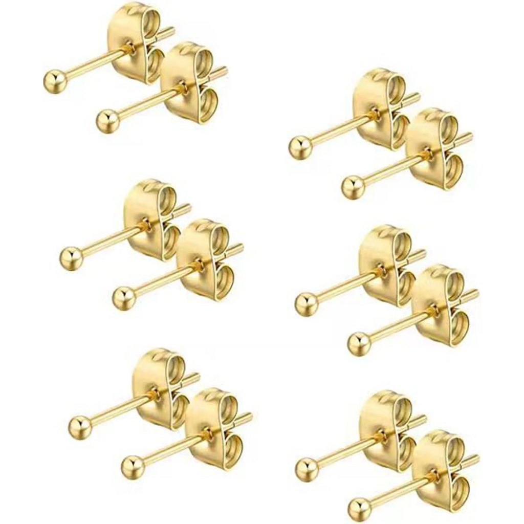 12pcs 2mm-3mm Tiny Butterfly Buckle Stud Earrings 316L Stainless Steel Hypoallergenic Universal Ear Bone Studs Piercing Jewelry