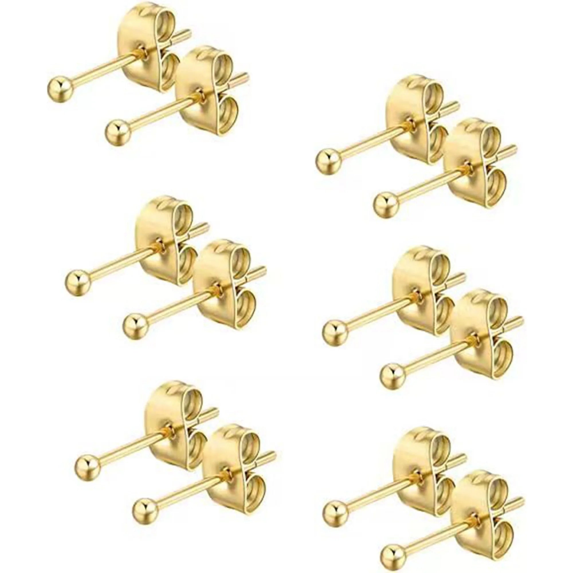 12pcs 2mm-3mm Tiny Butterfly Buckle Stud Earrings 316L Stainless Steel Hypoallergenic Universal Ear Bone Studs Piercing Jewelry