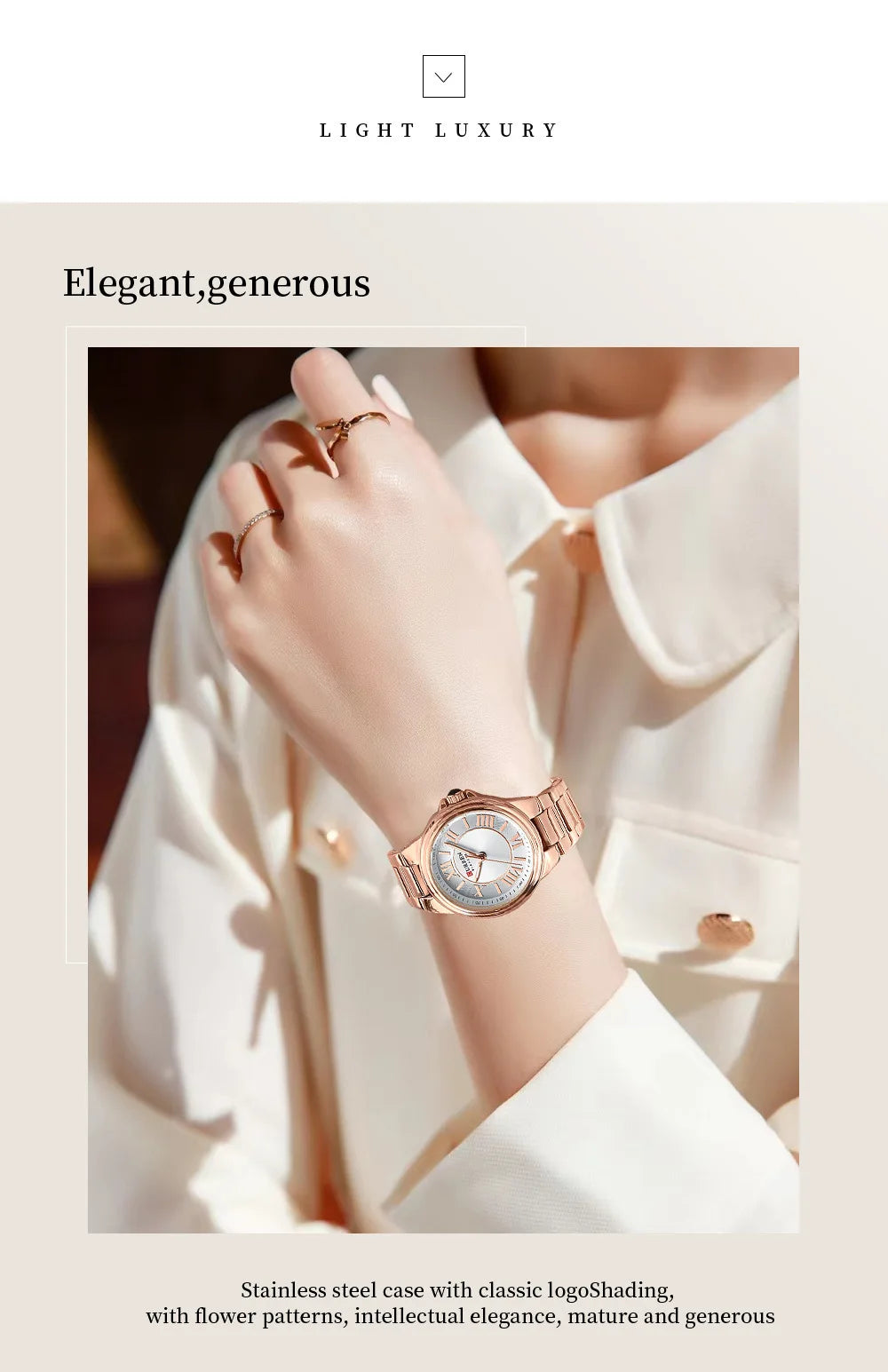 CURREN 9091 Rose Gold Watch - Elegant Steel Strap Ladies Quartz