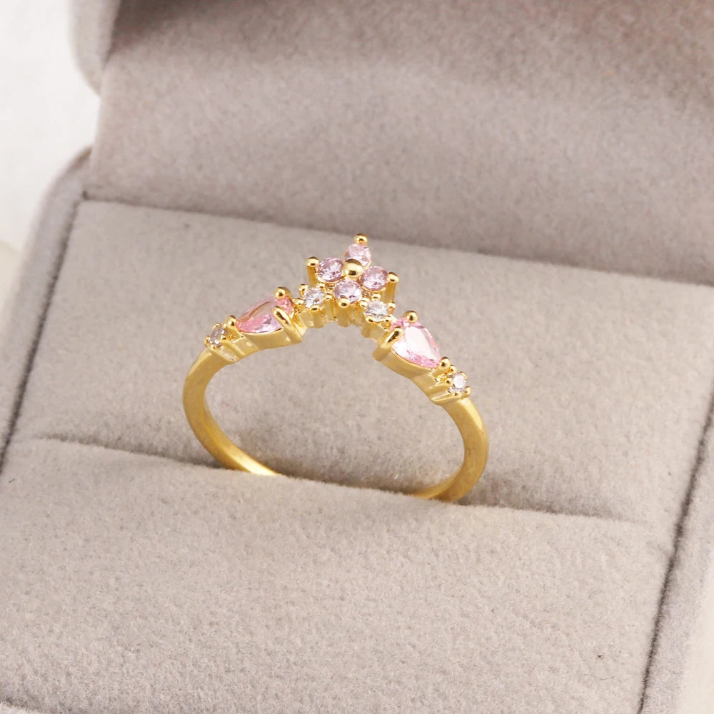Fashion Moon Heart Flower Butterfly Rings For Women Sweet Girls Exquisite Shiny Rhinestone Crystal Open Ring 2025 Romantic Jewel