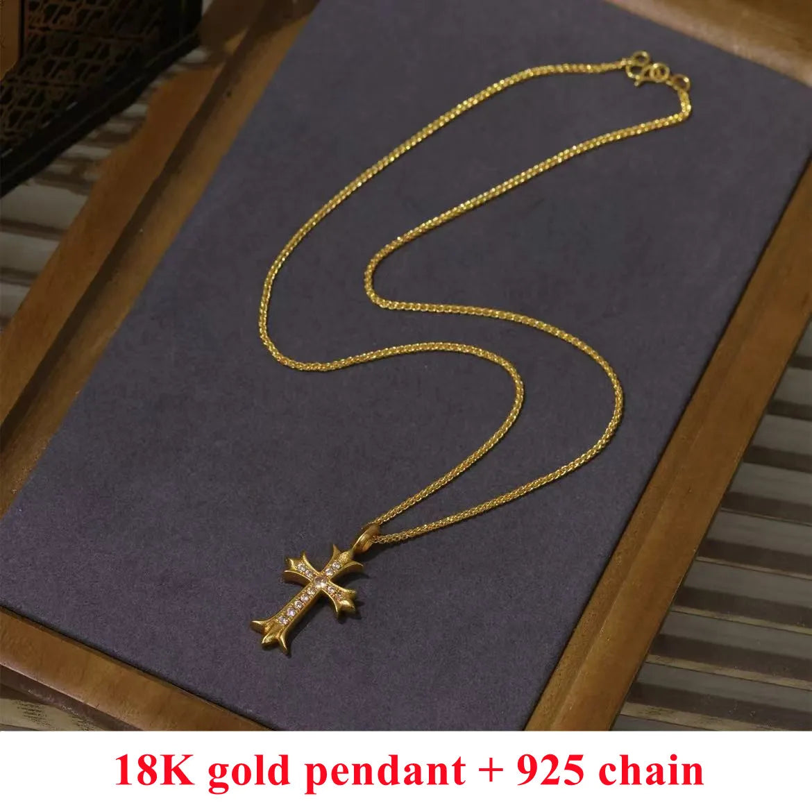 DALLET 100% Real 18K Gold Pendant Women's Cross Necklace AU750 Fashion Party High Quality Accessories Luxury Original Jewelry