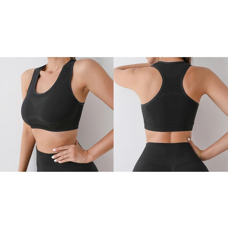 Yoga Fitness Suit High Waisted Peach Buttocks Shockproof Vest Underwear Shorts Set Breathable Women Tight Fitting Sports Bra