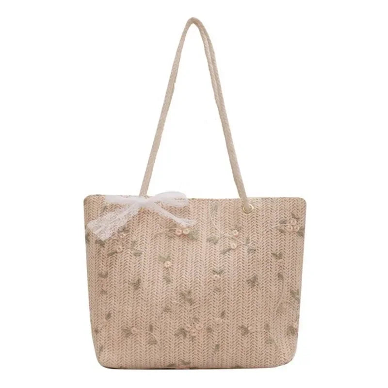 Fashion Woven Handbag Women Straw All-Match Female Tote Bag 2023 Portable Bucket Bag Luxury Designer Handbags Summer Picnic Bags