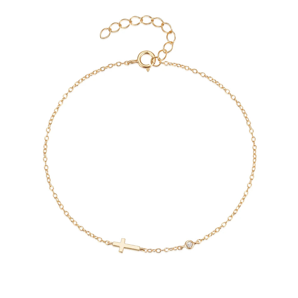 CANNER European American Style Eight-Pointed Star Zircon Bracelet S925 Sterling Silver Personality Simple Versatile Bracelet