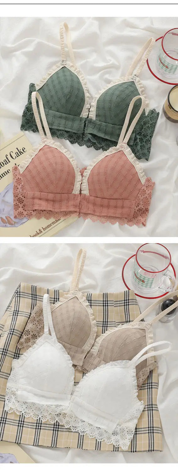 Japan Korean Front Closure Bra - Wire Free Lace Comfortable