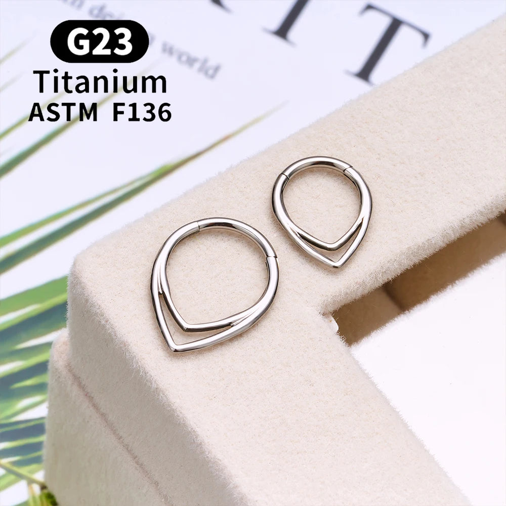 ASTM F136 G23 TItanium Piercing Septum Heart Nose Rings 16G Hinged Clicker Tragus Cartilage Helix Earrings Punk Body Jewelry
