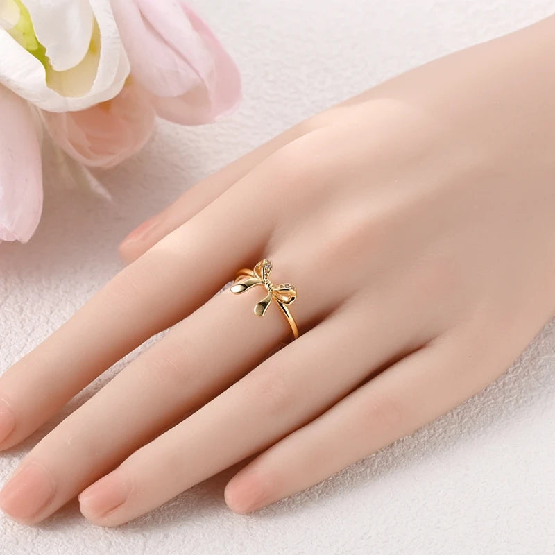 925 Sterling Silver Love Ring - Gold Sparkling Wedding Engagement