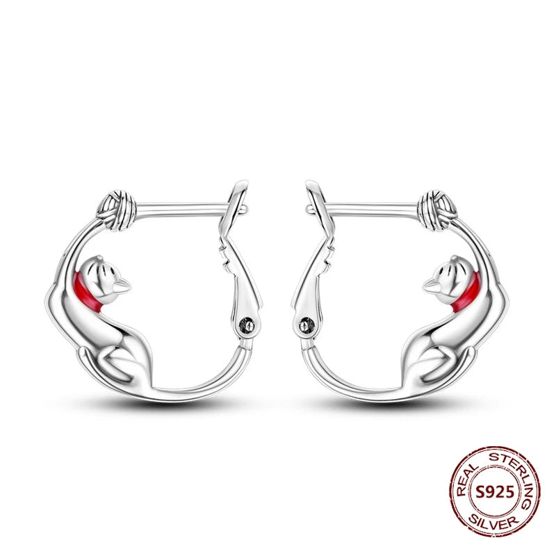 Unicorn Earrings 925 Sterling Silver Original Zircon Elephant Feather Dog Cat Blue Star Small Earrings For Women Jewelry Gift