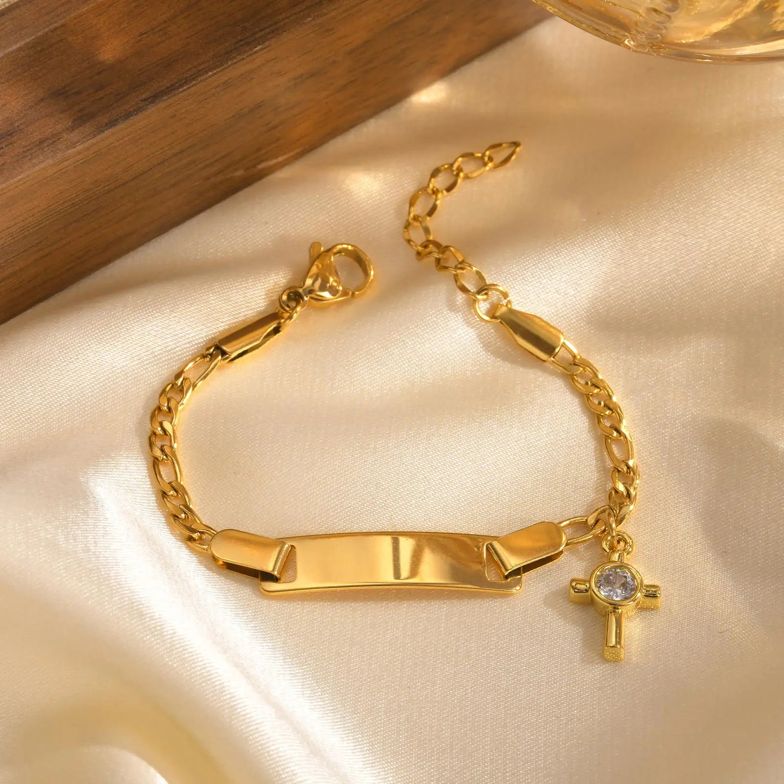 Personalized Baby Bracelet - Custom Name ID Stainless Steel Newborn Baptism Gift