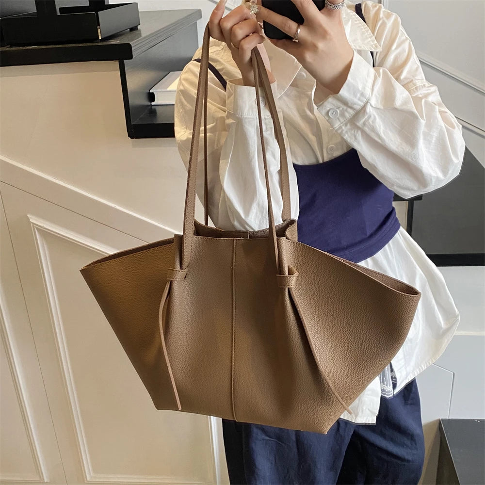 Branded Designer Shoulder Tote Bags For Women Soft PU Leather 2-IN-1 Big Capacity Shopper Tote Set 2025 Luxury Designer Handbags