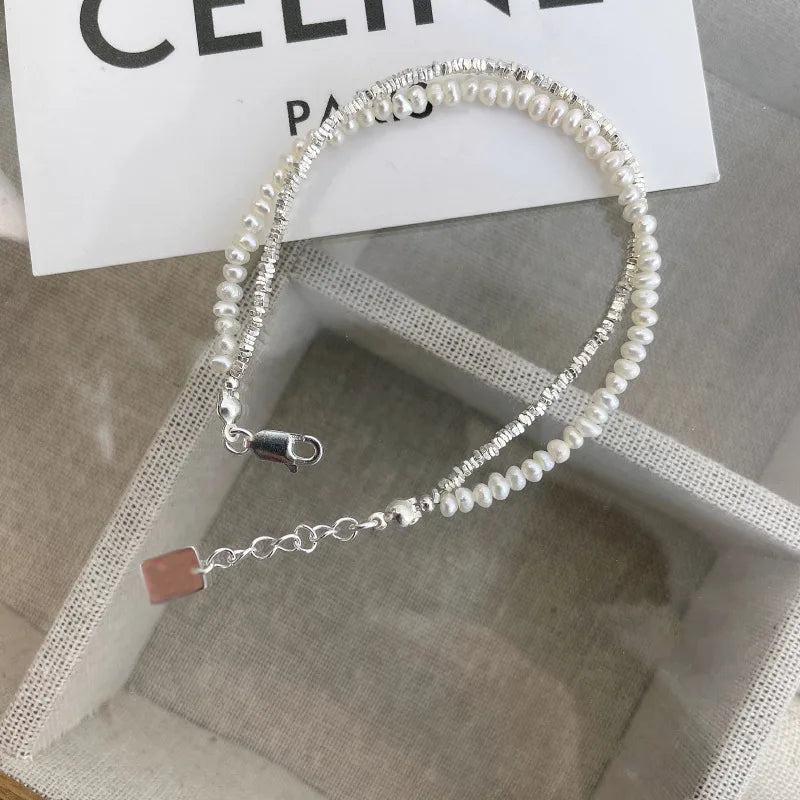 VENTFILLE 925 Sterling Silver Double Layer Pearl Bracelet for Women Girl Design Bead Korean Jewelry Dropshipping