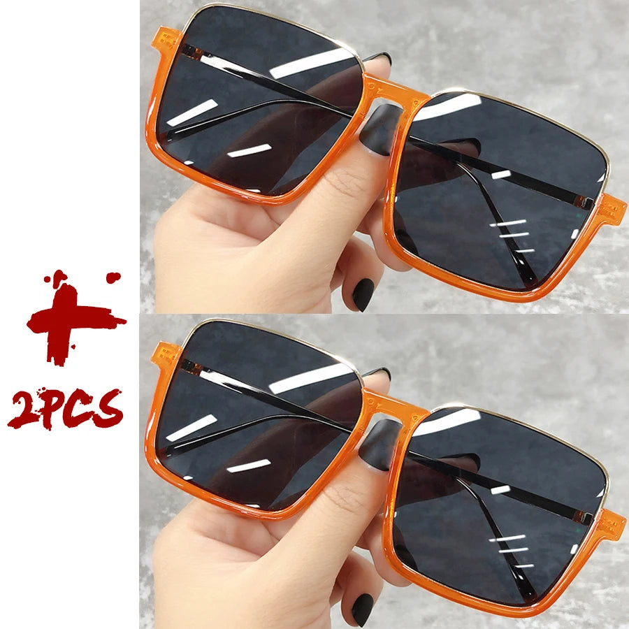 2025 Big Square Frame Travel Sunglasses - Luxury Gradient Unisex UV400