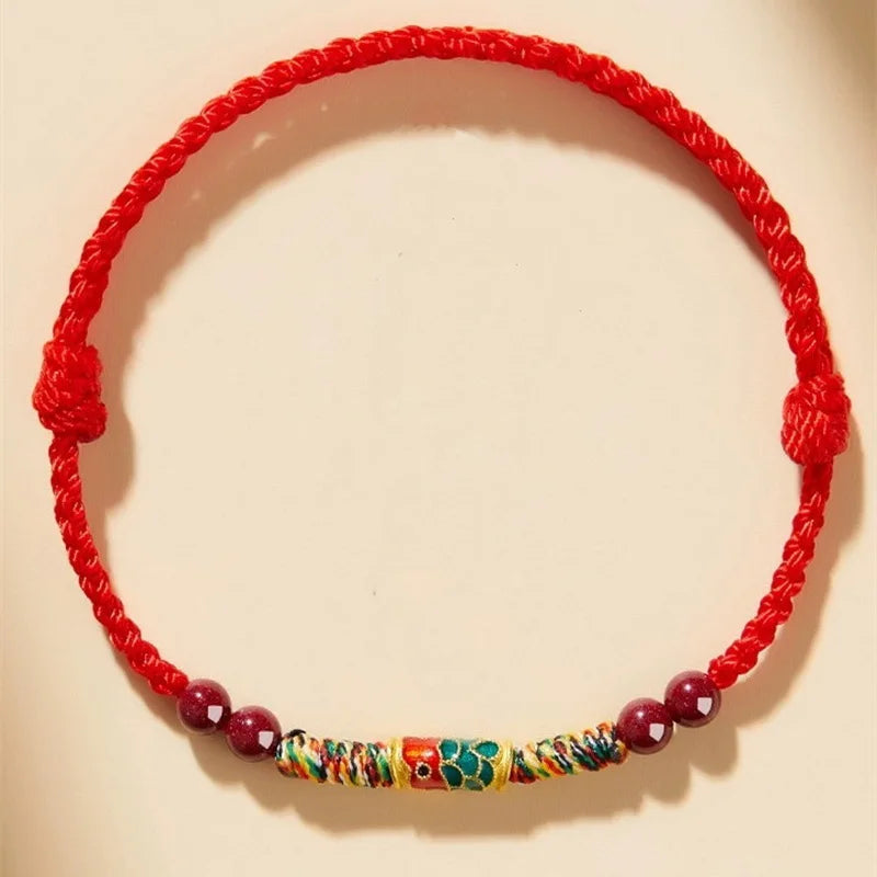 Lucky Red Thread Bracelet Men Women Tibetan Buddhist Lotus Infinity Cinnabar Beads Handmade Braided Rope Bracelets Party Jewelry