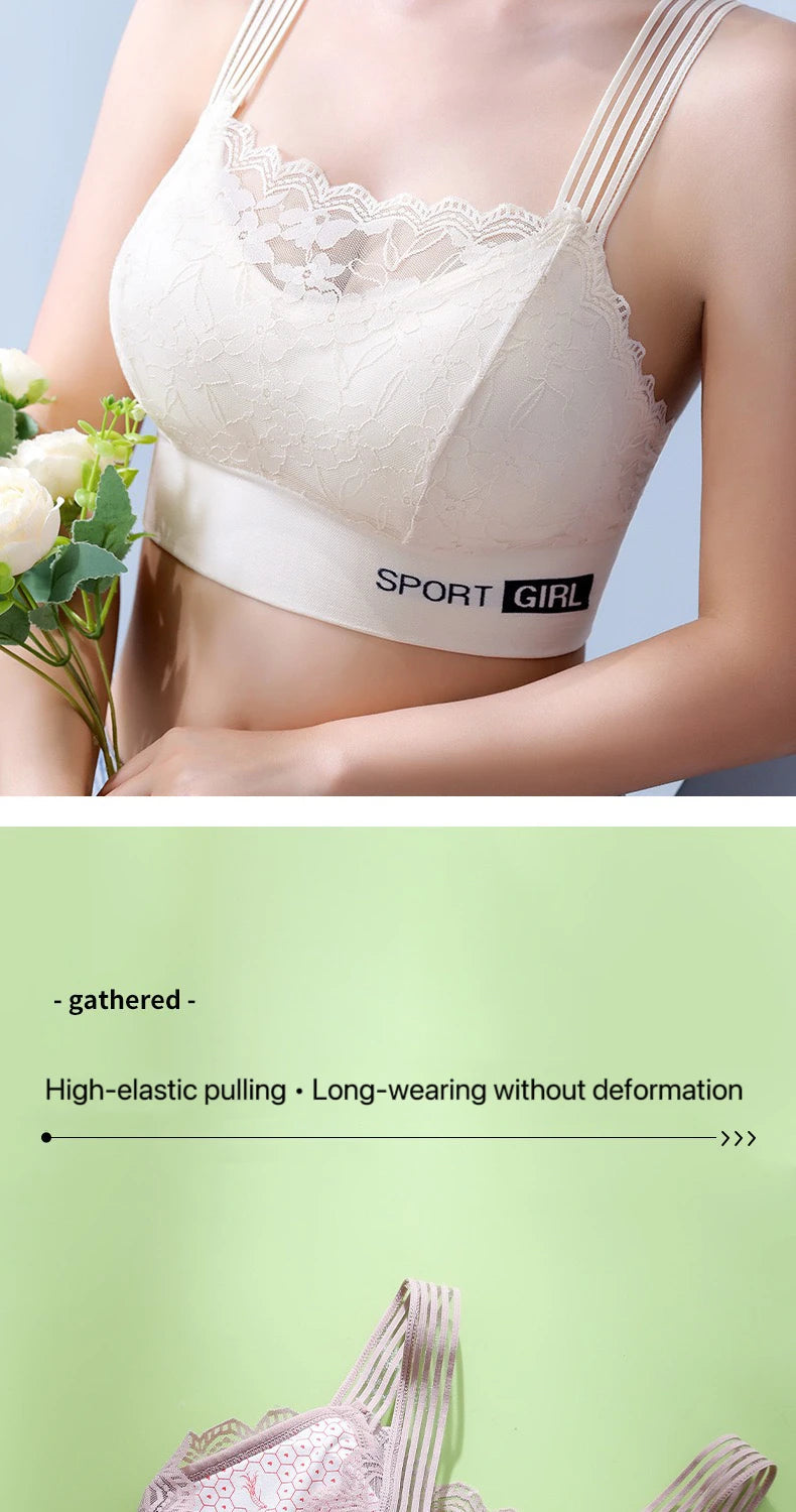 2PCS Women Lace Bras - Wireless Bralette Vest Style Tube Tops