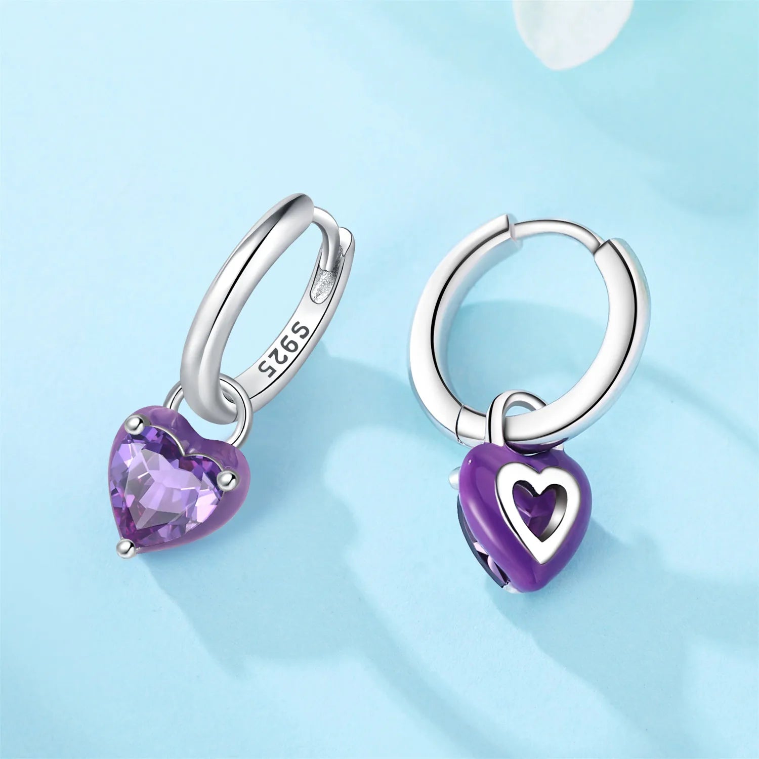 CYMYSS 2025 New 925 Sterling Silver Blue Heart Drop Earring Boutique Wedding Birthday Party Gift Jewellery Zircon Women Earrings